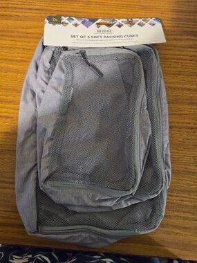 Travelon Set of 3 Soft Packing Cubes Gray Heather Luggage Organizers NWT